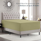 Mocassi Twin Size 4-Piece Bed Sheet Set - 1800 Premium Hotel Quality Microfiber 18-24 Inches Extra Deep Pocket Fitted Sheet- Luxury Soft, Breathable, Wrinkle, and Fade Resistant, Sage Green - Image 3
