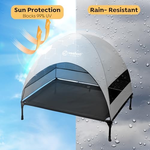 Veehoo Outdoor Dog Bed with Canopy, Cooling Elevated Dog Shade for Outside - Image 2