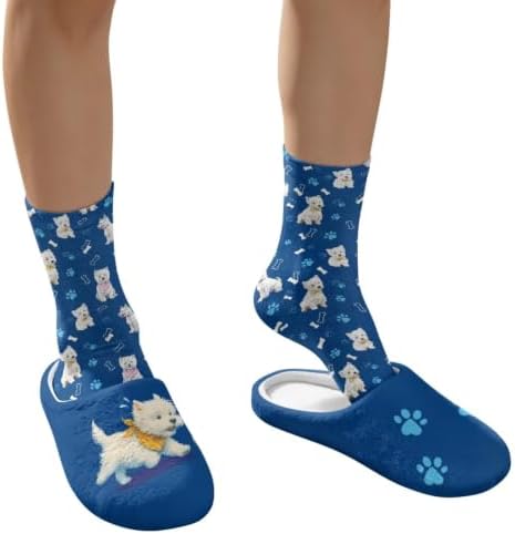 Jeiento Women's Fuzzy Slippers and Sock Set Warm Cozy Memory Foam House Shoes Soft Slip-on Slides Spa Slippers for Hotel - Image 4