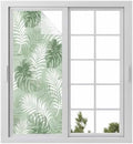 Window Privacy Film Frosted, Sage Green Palm Trees Tropical Static Cling Door Window Covering, Summer Beach Botanical UV Blocking Windows Film for Office, Hotel, Bedroom, 29.5 x 78.7 Inches by Unknown