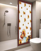 Window Privacy Film Frosted, Thanksgiving Fall Static Cling Door Window Covering, Turkey Sunflowers Pumpkin Brown Striped UV Blocking Windows Film for Office, Hotel, Bedroom, 29.5 x 78.7 Inches - Image 3