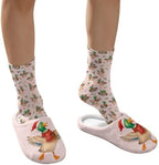 Jeiento Winter Fuzzy Slipper and Crew Socks Warm Winter Shoes Lightweight Soft Cushion House Slipper Bedroom Shoes - Image 4