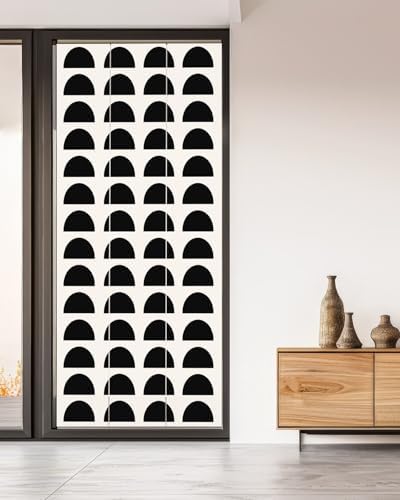 Window Privacy Film Frosted, Black Boho Non-Adhesive Static Cling Window Tint, Middle Century Geometric Abstract Art Insulated Windows Frosted Films for Living Room, 35.4 x 78.7 Inches - Image 5