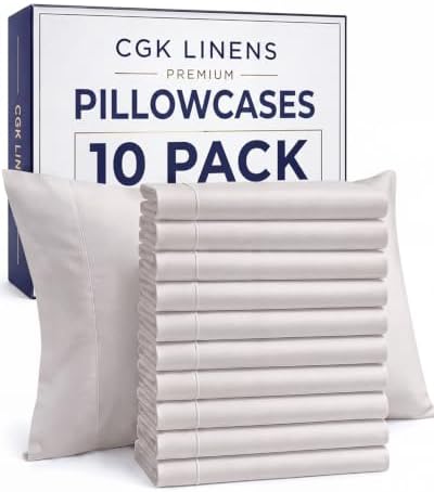 Standard Pillow Cases - 10 Pack Pillowcase Covers - 20" x 26" (Light Grey) by CGKUnlimited