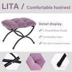 LITA Folding Ottoman, Foldable Footrest Stool, Portable Small Foot Stool for Couch, Collapsible Foot Rest Ottoman for Sofa, Accent Padded Ottomans for Lazy Chair, Living Room, Bedroom - Image 4