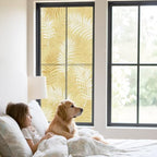 Window Privacy Film Frosted, Yellow Botanical Static Cling Door Window Covering, Summer Palm Leaves Foliage Tropical UV Blocking Windows Film for Office, Hotel, Bedroom, 29.5 x 78.7 Inches - Image 2