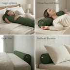 Long Pillow for Bed – Corduroy Round Bolster Pillow for Adults, Decorative Body Pillow for Sleeping or Sofa Support,59 x 7.87 Inches,Avocado Green - Image 6