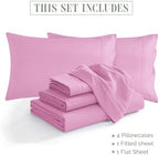 Elegant Comfort 1500 Premium Quality 6-Piece Bed Sheet Set - 18-24 Inch Extra Deep Pocket, Smart Storage Pockets, Wrinkle Free Ultra Soft 6PC Extra Deep Pocket Sheets, King, Light Pink - Image 4