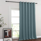 NICETOWN Blackout Sliding Door Curtain 95 inches Long, Grommet Thermal Curtain Room Darkening Window Treatment Sound Reducing Drape for Bedroom (Greyish Blue, W80 x L95, 1 Panel) - Image 2