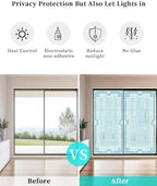 Window Privacy Film Frosted, Mint Green Botanical Non-Adhesive Static Cling Window Tint, Vintage Florals Geometric Minimalist Insulated Windows Frosted Films for Living Room, 35.4 x 78.7 Inches - Image 6