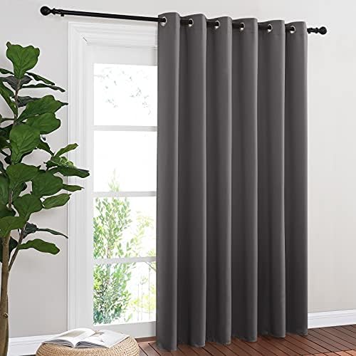 NICETOWN Sliding Door Curtains, Wide Thermal Blackout Patio Door Curtain Panel, Sliding Door Drapes/Draperies with Grommet Top (Gray, W80 x L84) by NICETOWN