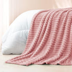 Exclusivo Mezcla Striped Queen Size Fleece Blanket for Bed, Pink - Image 6