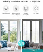 Window Privacy Film Frosted, Purple Stripes Reusable Static Cling Window Tints, Farmhouse Lines Modern Geometric Minimalist Heat Control Windows Films for Offices, Balcony, 29.5 x 118 Inches - Image 6