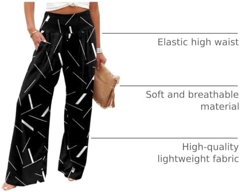 Angerella Womens Elastic High Waisted Palazzo Pants Casual Wide Leg Long Lounge Pant Trousers with Pocket - Image 4