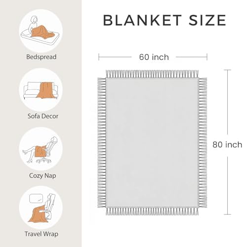 LUTBM Boho Throw Blanket for Bed 60"x80", 100% Cotton Cozy Couch Blankets - Image 5