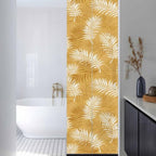 Window Privacy Film Frosted, Fall Orange Botanical Reusable Static Cling Window Tints, Summer Palm Leaves Foliage Tropical Heat Control Windows Films for Offices, Balcony, 29.5 x 118 Inches - Image 3