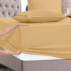 Mocassi Twin XL Size 4-Piece Bed Sheet Set - 1800 Premium Hotel Quality Microfiber 18-24 Inches Extra Deep Pocket Fitted Sheet- Luxury Soft, Breathable, Wrinkle, and Fade Resistant, Gold - Image 5