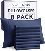Standard Pillow Cases - 8 Pack Pillowcase Covers - 20" x 26" (Navy Blue) by CGKUnlimited
