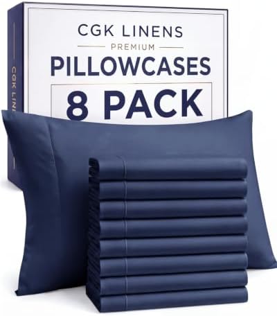 Queen Pillow Cases - 8 Pack Soft Pillowcase Covers - 20" x 30" (Navy Blue) by CGKUnlimited