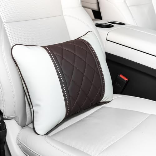Car Pillows Napa Leather Car Seat Rest Cushion Car Lumbar Pillow for Mercedes Benz Maybach S-Class Lumbar Support Pillow car Accessories（Beige Coffee） by LUNDA