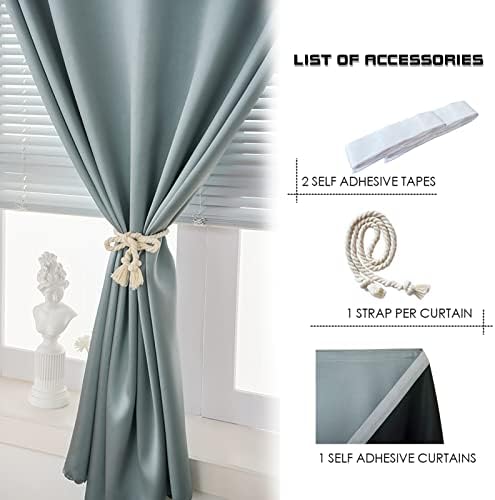 AJAZZ 100% Window Blinds Blackout Portable Blackout Curtains Adhesive Curtains for Living Room No Drilling (Silver Grey, 47" W x 72" L 1 Panel) - Image 2