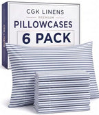 King Standard Pillow Cases - 6 Pack Pillowcases, 20" x 36" - Blue Stripes by CGKUnlimited
