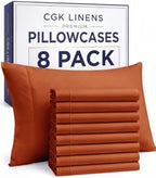 King Pillow Cases - 8 Pack Soft Pillowcase Covers - 20" x 40" (Terracotta) by CGKUnlimited