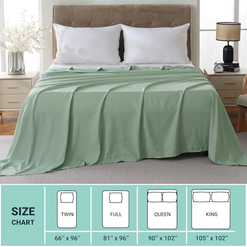 ZPECC King Flat Sheets Only Sage Green 6 Pack, Color-Coded Hem Threads - Image 5