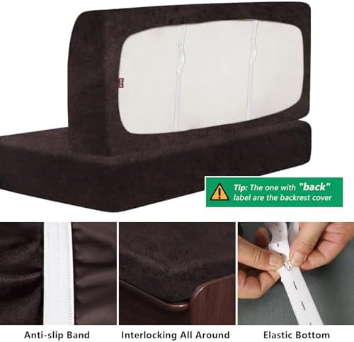 molasofa Leather Like RV Dinette Cushion Covers, RV Booth Seat Cover Stretchable Camper Cushion Couch Covers Slipcovers for RV Camper Car Bench (2 Bench Cover & 2 Backrest Cover, Chocolate-06) - Image 6