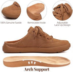 UBFEN Womens 100% Genuine Suede Mules Arch Support Indoor Outdoor Slippers - Image 4