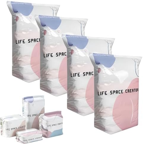 No Pump Vacuum Storage Bags, Large Capacity 3D Compression Storage Bags, Press & Seal Space Saver Bags for Clothes, Comforters, Blankets, Bedding, Travel and Home Organization (XL*4) by Tyozyw