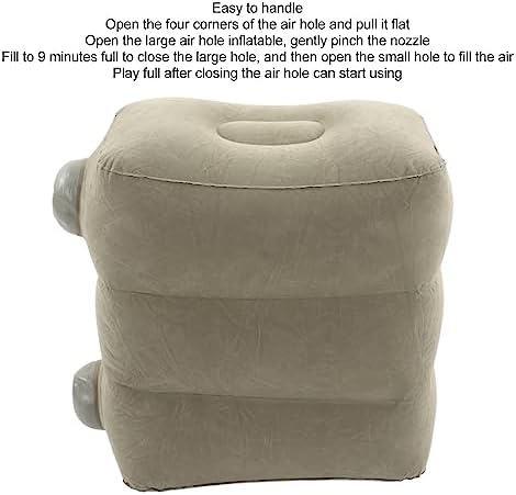 Inflatable Foot Rest Pillow, Portable Travel Foot Rest for Airplane Car Office Home, PVC Flocking Inflatable Footrest Cushion to Improve Circulation and Relieve Fatigue (Dark Gray) - Image 3
