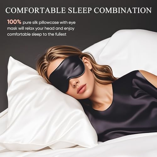 Ture 100% Mulberry Silk Pillowcase 22 Momme (SGS Certified) with Free Silk Eye Mask - Luxury Gift-Ready Folded Packaging, Cooling Pillow Cover for Hair & Skin Care (White, Standard (1 Pack)) - Image 2