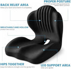 Universal Seat Cushion,Office Chair Cushion with Lumbar & Back Support for Sciatica/Tailbone Pressure Relief.Memory Foam Cushions for Gaming Chair,Car seat,Truck seat and Long Sitting Workers.Black - Image 3