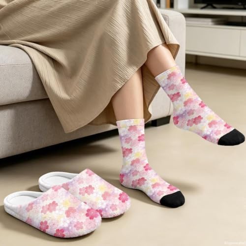 Fuzzy Slipper with Socks for Women Slip On House Slipper and Socks Set Cozy Fuzzy Slippers for Indoor - Image 4