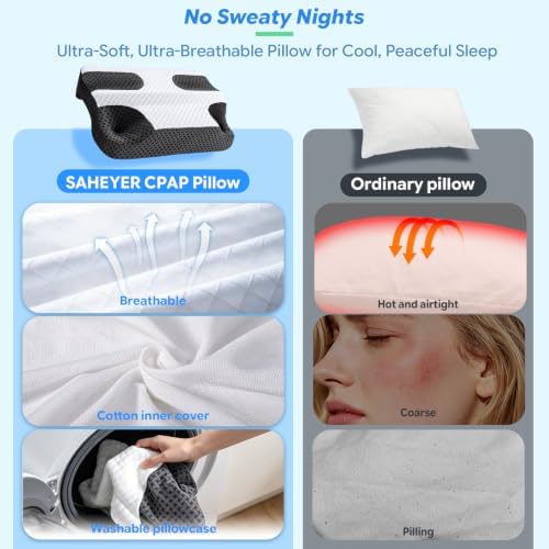 SAHEYER CPAP Pillow for Side Sleeping, CPAP Nasal Pillows for All CPAP Masks Users to Reduce Air Leaks Masks Pressure, Neck Support Pillows for Sleeping for Neck Pain Relief - Image 7