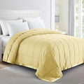puredown® Down Blankets Queen Size - Soft Lightweight Bed Blanket for All Seasons, Cozy Warm Luxury Blanket with Satin Trim, Microfiber Cover, Yellow (90"X90") by Puredown