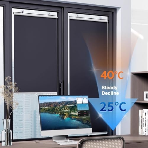Blackout Roller Blinds Suction Cup Thermal Insulated Shades for Home & Office 100% Light Blocking Retractable Shade No Drill Easy Installation(24X64IN) - Image 4