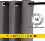 NICETOWN Blackout 72 inch Curtains for Kids Room, Grommet Room Darkening Thermal Insulated Solid Window Treatments Sound Reducing for Bedroom, 2 Panels, W37 x L72, Grey - Image 2