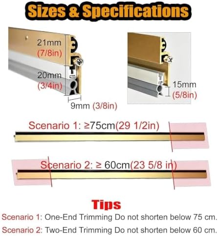 Automatic Door Sweeping Bottom Aluminum Alloy, 23in - 40in Surface Mount Type - Suitable for Door Bottom Sealing Sound Insulation Windproof Dustproof Light Blocking(Brown,74cm/29.1in) - Image 2