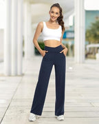 G4Free EverGoing Wide Leg Yoga Pants for Women Crossover Waist with Pockets - Image 2