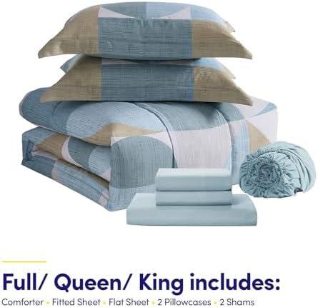 Geometric Comforter Set Full Size with Sheets Bed in a Bag – Deep Pocket Fitted Sheet with Elastic Corners, Cozy Comforter, Pillowcases & Shams – Soft Microfiber All Season Bedding – Machine Washable - Image 4