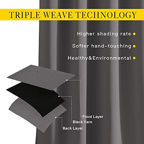 NICETOWN Bedroom Blackout 102 inch Curtains for Sliding Glass Door - Grommet Thermal Insulated Solid Luxury Window Treatments Sound Reducing for Living Room (W66 x L102, Grey, Set of 2) - Image 2