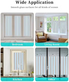 Window Privacy Film Frosted, Light Brown Blue Striped Reusable Static Cling Window Tints, Modern Farmhouse Vertical Stripes Heat Control Windows Films for Offices, Balcony, 29.5 x 118 Inches - Image 7