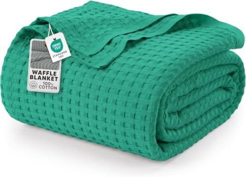 Utopia Bedding 100% Cotton Waffle Blanket Queen Emerald Green, 90x90 Inch by UTOPIABEDDING