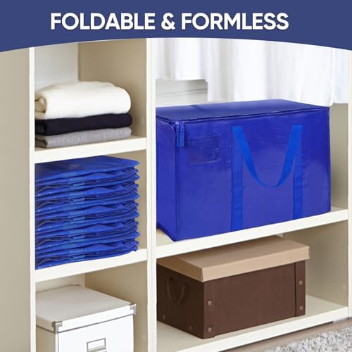 TICONN 8 Pack Extra Large Moving Bags with Zippers & Carrying Handles, Heavy-Duty Storage Tote Moving Boxes for Space Saving (8 PK, 18 Gallon) - Image 7