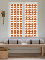 Window Privacy Film Frosted, Orange Boho Reusable Static Cling Window Tints, Middle Century Geometric Abstract Art Heat Control Windows Films for Offices, Balcony, 29.5 x 118 Inches - Image 5