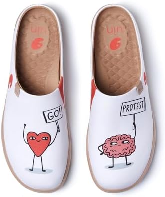UIN Slipper Woman Travel Art Painted Shoes Wide Toe Casual Home Slip On Mules Malaga by UIN
