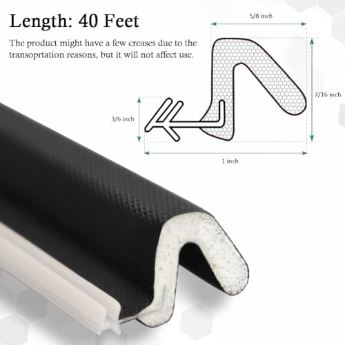 LSGCQ Kerf Weather Stripping for Door Seal Strip, 40 Ft, Black - Image 3