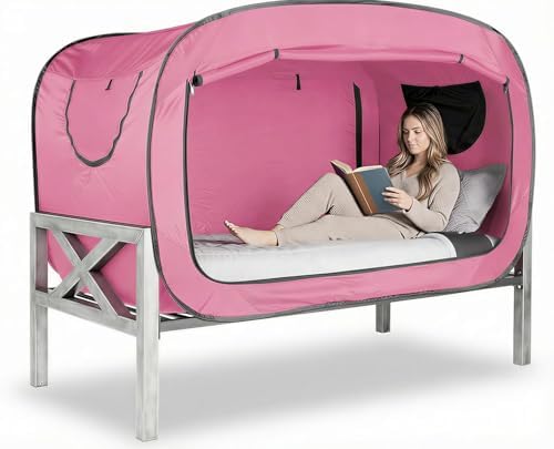 ANC POP Bed Tent Queen Bed Canopy Portable Dream Tent for Adult Indoor Sleeping Tents with 2 Doors Breathable Private Space Tents, Pink by ANC